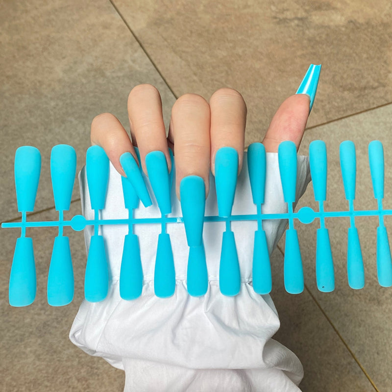 24Tips/Set Matte Super Long Coffin False Nail Artificial Fingernails Fake Nails Nail Beauty Finger Manicure Free Shipping Items