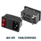 IEC320 C14 Electrical AC Socket 3 pin red LED 250V Rocker Switch 10A fuse female male inlet plug connector 2 pin socket mount
