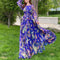 Maxi Dress Floral Printed  Loose Chiffon Fashion Abaya Islamic Clothes Muslim Female Saudi Arabia Dubai Kaftan Long Dress Summer