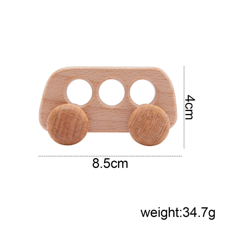 1PC Baby Toy Beech Wood Blocks Cartoon Car Educational Montessori Toys Children Teething Play Gym Baby Birthday Gift Products
