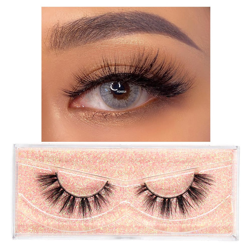 FOXESJI Makeup Eyelashes 3D Mink Lashes Fluffy Soft Wispy Natural Cross Lash Extension Reusable Fake Lashes Mink False Eyelashes