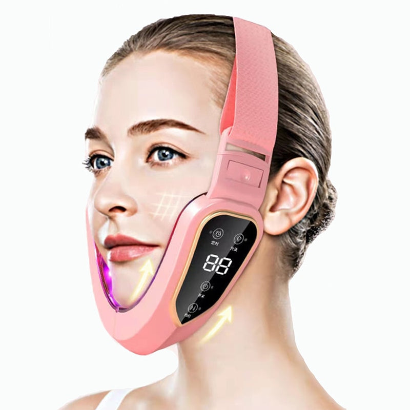 HSKOU Facial Lifting Device LED Photon Therapy Facial Slimming Vibration Massager Double Chin V-shaped Cheek Lift Face