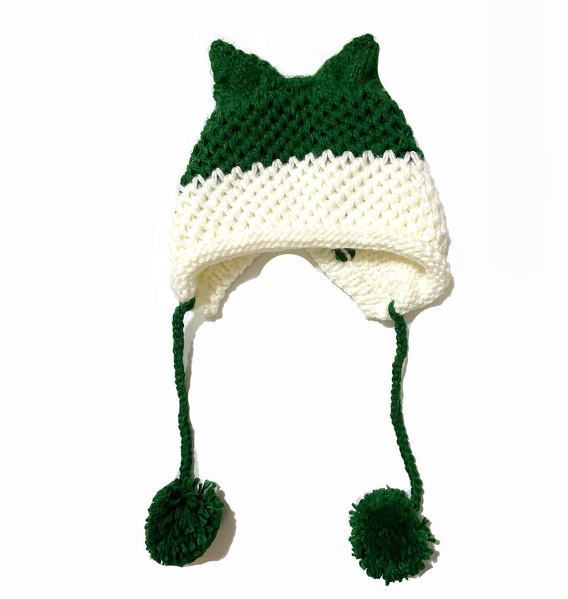 BomHCS Cute Fox Ears Beanie Winter Warm 100% Handmade Knit Hat