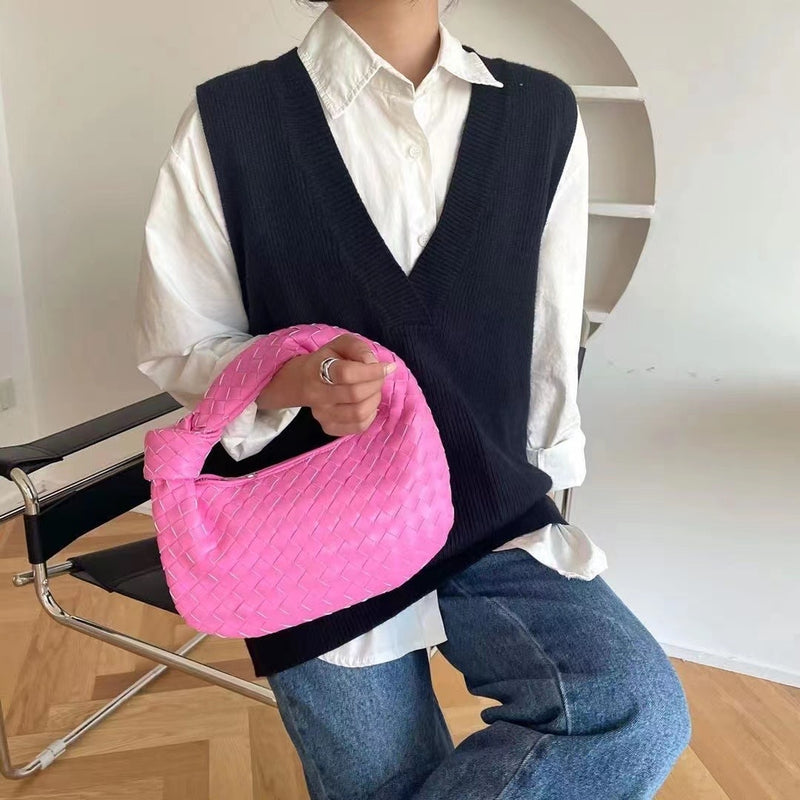 2022 Fashion woven bag luxury designer handbag brand women tote bag lady shoulder bags PU spring bags leather casual handbag