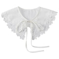 Royal Style Cotton Fake Collar Shawl Wrap Hollow Out Floral Lace Ruffled Trim Necklace Pointed Triangle Lapel Blouse