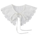 Royal Style Cotton Fake Collar Shawl Wrap Hollow Out Floral Lace Ruffled Trim Necklace Pointed Triangle Lapel Blouse