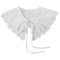 Royal Style Cotton Fake Collar Shawl Wrap Hollow Out Floral Lace Ruffled Trim Necklace Pointed Triangle Lapel Blouse