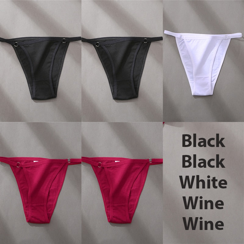 5PCS/Set Sexy Underwear Cotton Panties Women Lingerie Female Underpants Hoop Design Waistband Briefs Intimate Bikini Panty Woman