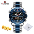 Luxury Brand NAVIFORCE Digital Sport Watch For Men Steel Band Waterproof Chronograph Alarm Clock Luminous Quartz Wrist watch Man