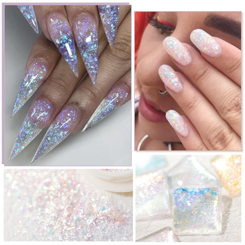 Crystal Fire Opal Flakes Nail Sequins Purple Holographic Glitter DIY Chrome Powder for Spring Nails Manicure Paillettes GL1857