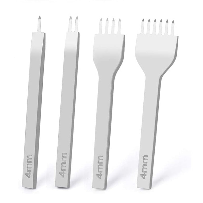 Leather Hole Punches 1+2+4+6 Prong DIY Diamond Lacing Stitching Chisel Set U/V Shaped Groover Leather Edge Beveler Skiving Tools