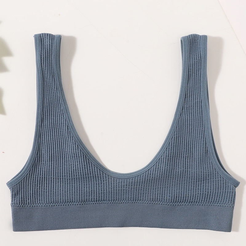 Sexy Seamless Bra Wire Free Brassiere Rib Bralette Women&