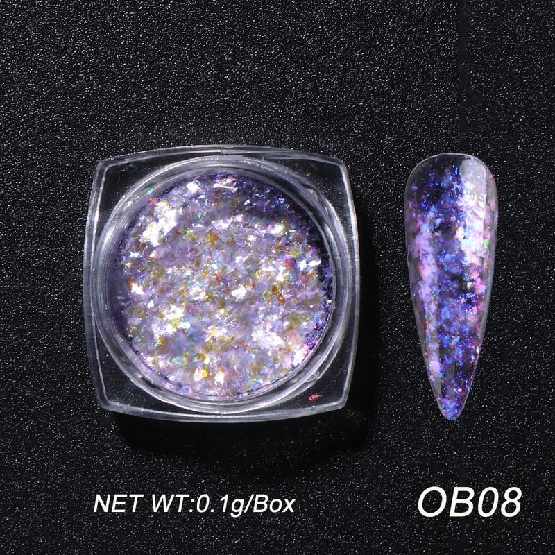 Crystal Fire Opal Flakes Nail Sequins Purple Holographic Glitter DIY Chrome Powder for Spring Nails Manicure Paillettes GL1857