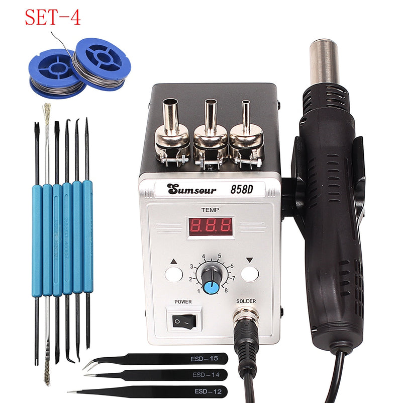 Hot Air Gun 858D 700W BGA Rework Solder Station Soldering Heat Air Gun Station 220V / 110V For SMD SMT Welding Repair With Gifts