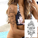 Realistic Sexy Peony Tattoos Temporary Women Adult Flower Arm Tattoos Sticker Waterproof Fake Floral Bloosom Body Leg Art Tatoos