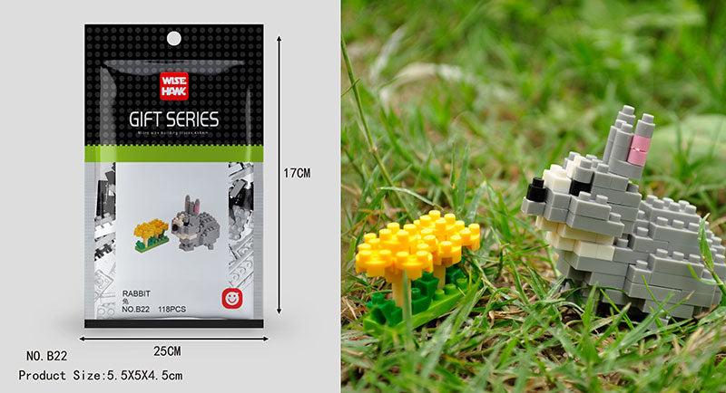 Mini Building Blocks 3D Animal  Diamond Model Micro Bricks Dog Cat Bird Moose Wolf Panda Macaw Toys For Children Birthday Gifts