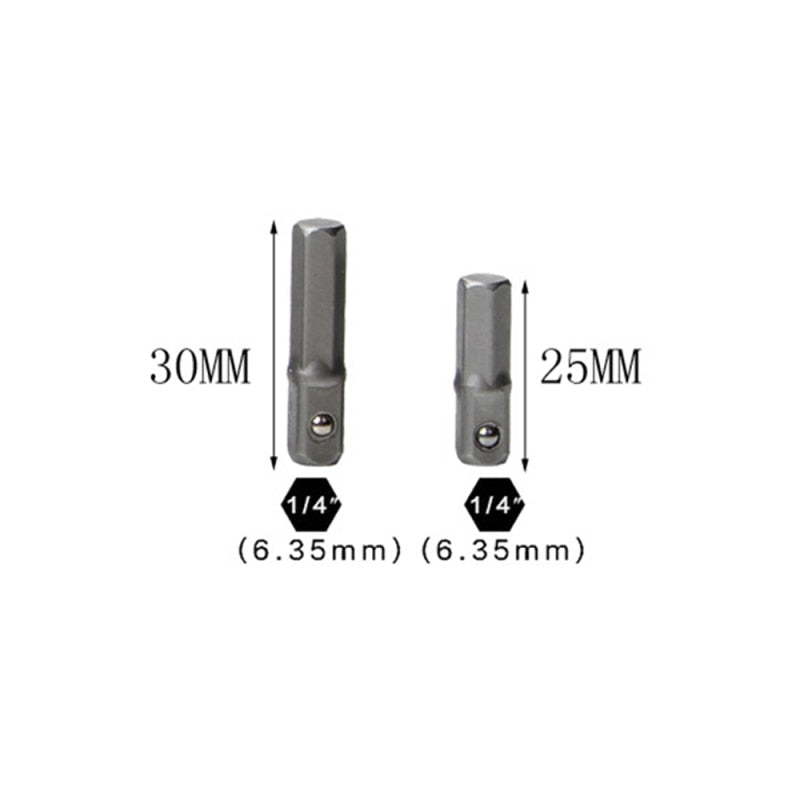 Drill Socket Adapter 1/4&#39;&#39; Hex Shank Extension for Impact Driver 1/2&#39;&#39; 3/8&#39;&#39; 1/2&#39;&#39; Square Head Drill Bit Adapter Set Hand Tools