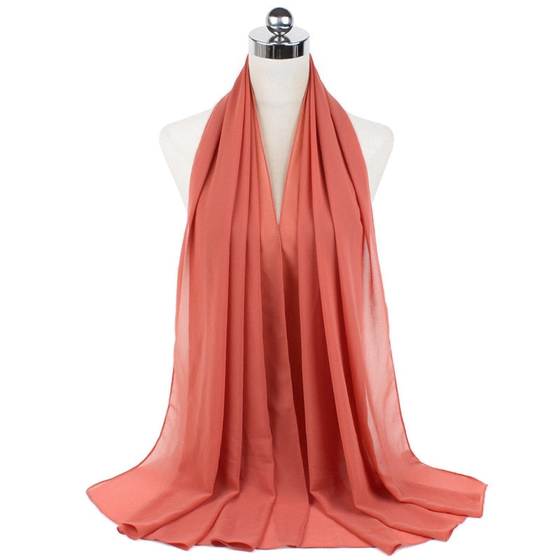 Muslim new Bubble Chiffon Hijab Scarf Women Solid Color Soft Long Shawls and Wraps Georgette Islamic Head Scarves Ladies Hijabs