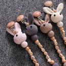1pc Crochet Bunny Baby Pacifier Clip Chain BPA Free Wooden Beads Appease Soother Chain Clips Newborn Dummy Holder Nipple Clip