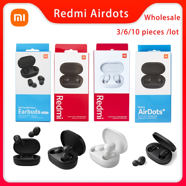 3/6/10 Pieces Xiaomi Redmi AirDots 2 Noise Reduction with Mic AI Control White Redmi AirDots S True Wireless Headset Wholesale