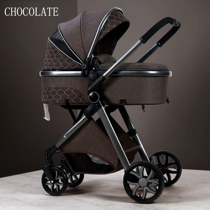 Luxury Baby Stroller 3 in 1 High Landscape Baby Cart Can Sit Can Lie Portable Pushchair Baby Cradel Infant Carrier Free Shipping