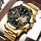 FNGEEN Luxury Men&#39;s Watches Stainless Steel Band Fashion Waterproof Quartz Watch For Man Calendar Male Clock Reloj Hombre S001