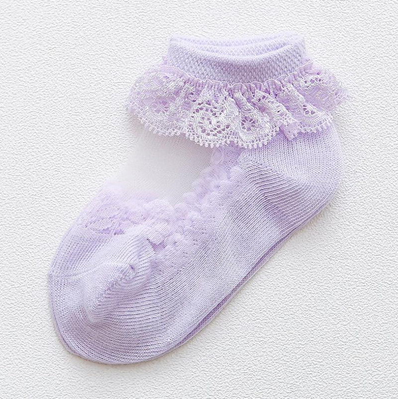Cute Lace Flower Mesh Summer Newborn Baby Socks Cotton Baby Girl Socks See Through Anti Slip Socks Calcetines Skarpetki Sokke