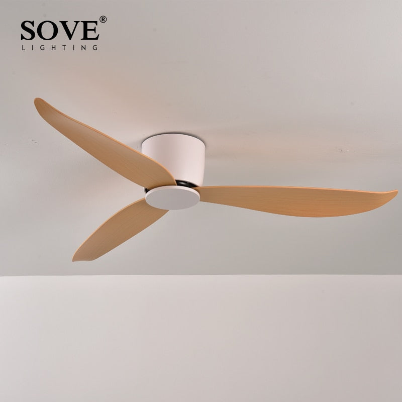 SOVE Modern Black White Low Floor DC Motor 30W Ceiling Fans With Remote Control Simple Ceiling Fan Without Light Home Fan 220V