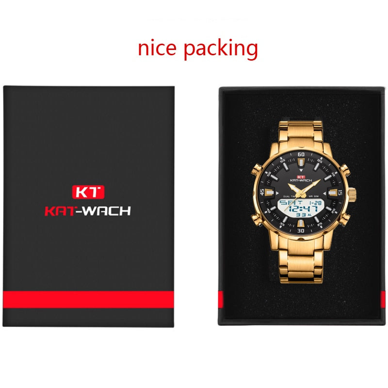 KAT-WACH Watch Male 2022 Sports Digital Watches Men Waterproof Steel Military Quartz Watch For Men Wristwatch Relogio Masculino