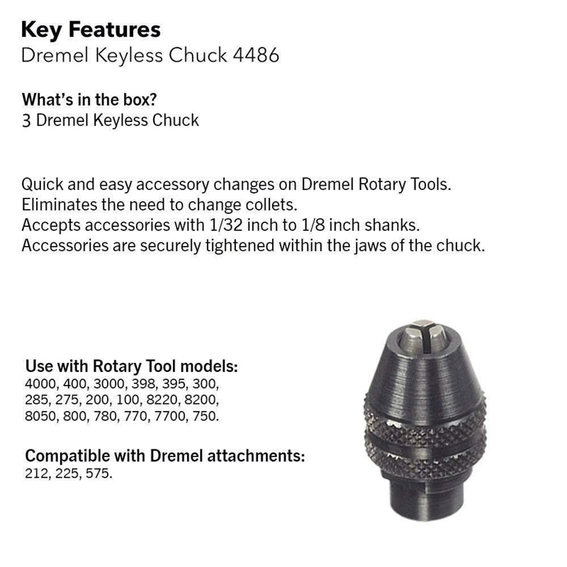3Pcs Multi Quick Change Keyless Chuck Universal Chuck Replacement For Dremel 4486 Rotary Tools 3000 4000 7700 8200