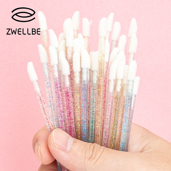 50Pcs Disposable Lip Brush Eyelash Brushes Crystal Lashes Micro Brushes Eyelash Extension Applicator Cleaner Beauty Makeup Tools