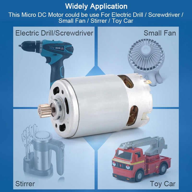 1pc RS550 12V 16.8V 21V 25V 19500 RPM DC Motor with Two-speed 12 Teeth and High Torque Gear Box for Electric Drill / Screwdriver
