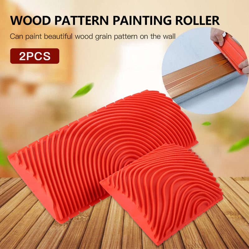 2Pcs Rubber Roller Brush Imitation Wood Graining Wall Painting Home Decoration Art Embossing DIY Brushing Painting Tools Sets