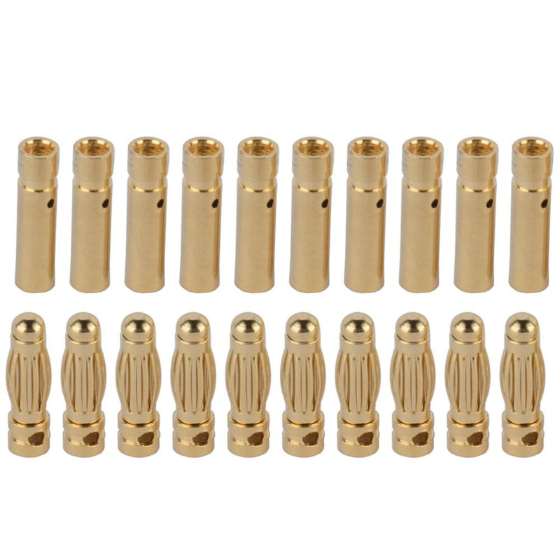 20pcs/lot 2.0mm 3.0mm 3.5mm 4.0mm 5.0mm 5.5mm 6.0mm 8.0mm Gold Bullet Banana Connector Plug For ESC Battery Motor ESC (10 pair)
