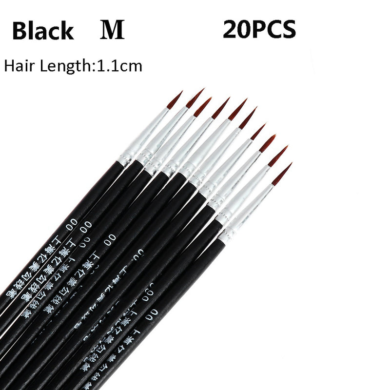 20Pcs Makeup Drawing Pen Nail Art Brush Fine Hand Painted Thin Hook Line Pen Nylon Brush Acrylic Painting Pen Nail Art Supplies