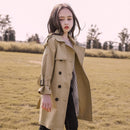 4-13Y Teen Girls Long Trench Coats 2022 New Fashion England Style Windbreaker Jacket For Girls Spring Autumn Children&