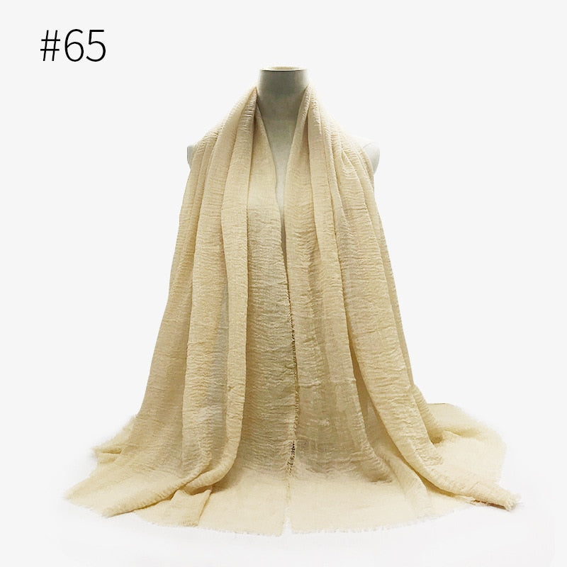 180X95CM Women Classic Muslim Crinkle Hijab Scarf Soft Cotton Head Scarves Turban Shawls Wraps Islamic Headband Femme Musulman