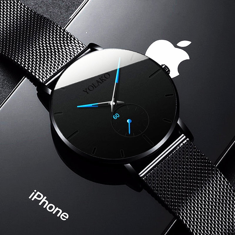 2022 Mens Fashion Minimalist Watches Men Business Casual Quartz Watch Simple Male Stainless Steel Mesh Band Clock reloj hombre