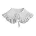 Royal Style Cotton Fake Collar Shawl Wrap Hollow Out Floral Lace Ruffled Trim Necklace Pointed Triangle Lapel Blouse