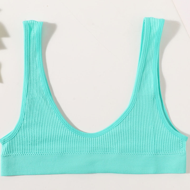 Sexy Seamless Bra Wire Free Brassiere Rib Bralette Women&