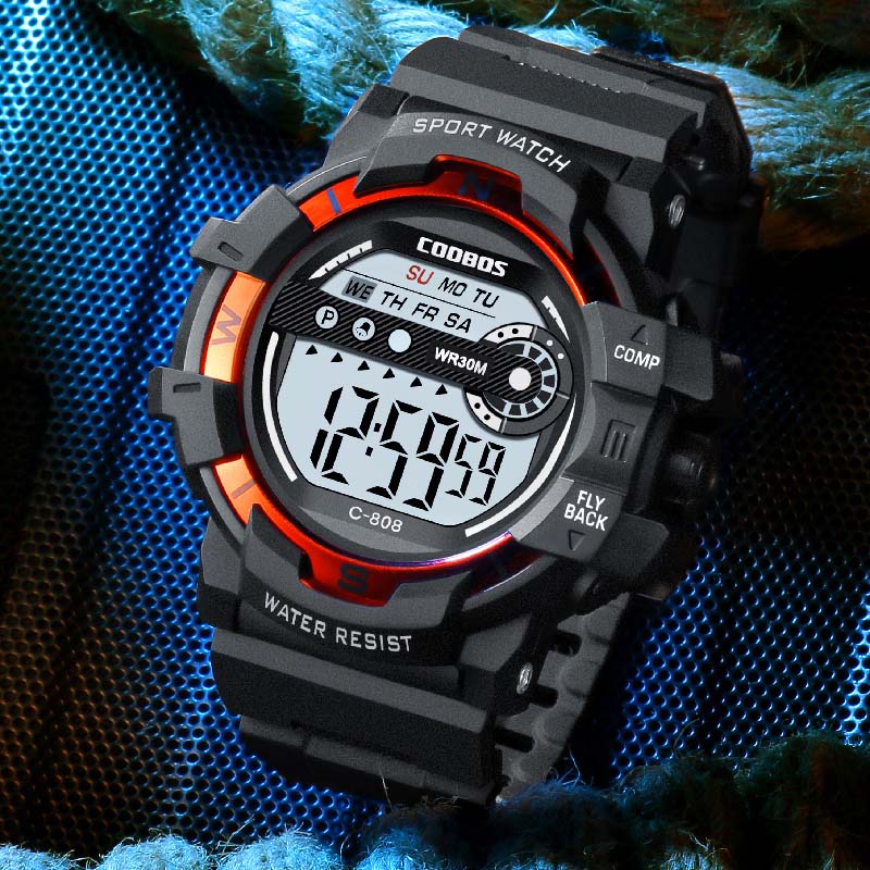 Cool Luminous Men Sport Watch High-end Silicone Strap Military Wrist Watch Led Calendar Waterproof Digital Watch reloj de hombre