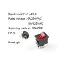 5 PCS/LOT KCD1 4 Pin 21*15mm ON-OFF Boat Car Rocker Switch 6A/250V AC 10A/125V AC With Red Blue Green Yellow Light Switch