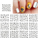 12 Designs Nail Stickers Set Mixed Floral Geometric Nail Art Water Transfer Decals Sliders Flower Leaves Manicures Decoration