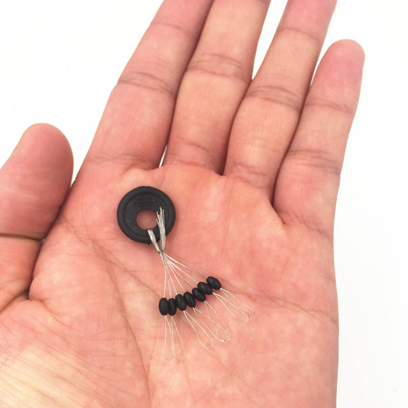 60pcs 10 Group High Quality Black Rubber Space Beans Stopper Suitable For Fishing Line 2.5-5
