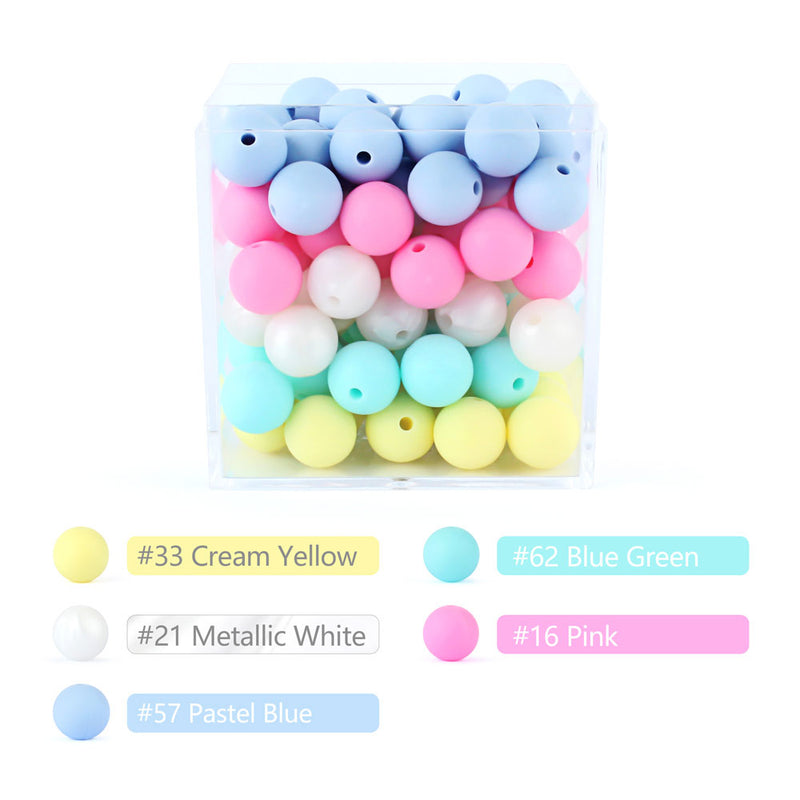 12mm 20pcs Silicone Baby Beads Round Teether Teething Beads DIY Pacifier Chain Necklace Pendant Toys BPA Free Baby Accessories