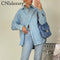 CNlalaxury 2022 Spring Denim Shirt Coat Women Long Sleeve Pocket Cardigan Streetwear BF Jean Jacket Harajuku Cowboy Outwear Tops