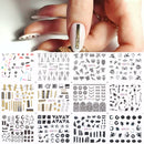 12 Designs Nail Stickers Set Mixed Floral Geometric Nail Art Water Transfer Decals Sliders Flower Leaves Manicures Decoration