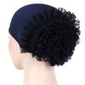 JTVOVO 2022 New Pure Color Milk Silk Pan Flower Hat Muslim Stretch Toe Cap Dubai Arab Women&#39;s Flower Hat Turban Beanie Fashion