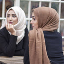 Pleated Plain Hijab Scarf Muslim Women Cotton Crinkle Headband Veil Scarves 2021 Fashion Islamic Headscarf Head Wraps Turban