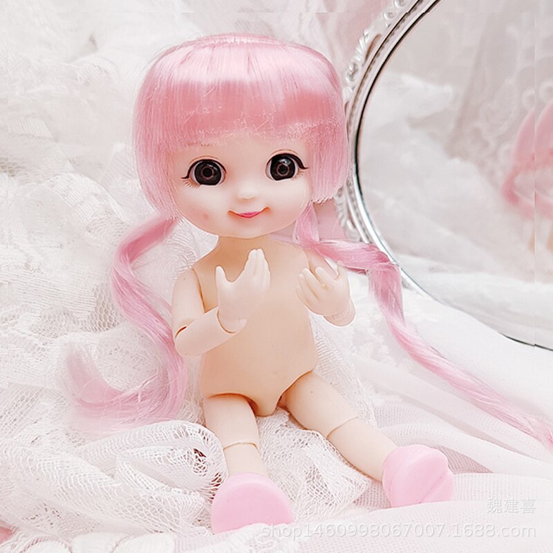 Adollya 16cm BJD Doll Nude Body Ball Jointed Swivel Doll 3D Eyes 13 Moveable Joints Body Make-up Princess 1/12 BJD Dolls